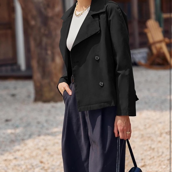 Trench Coat Dbl Breasted Cropped Casual Women’s Sz M Outerwear/W Belt OneDreamer - Picture 5 of 6